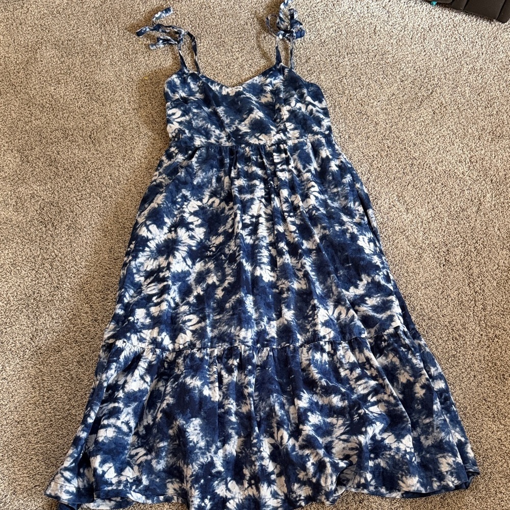 Gap navy tie dye midi dress cotton size 8